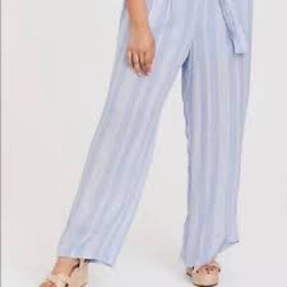 Torrid Light Blue Geo Stripe Patterned Gauze Pant… - image 6